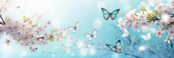 Swarm of Butterflies Flying Over a Tree - obrazy, fototapety, plakaty