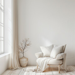 Modern Minimalist White Wall Interior Design Mockup - Clean and Stylish