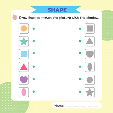 Matching educational games for kids with shapes Find the correct shadow Vector illustration.