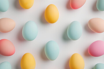Minimalist-style Easter eggs arranged in a simple grid pattern on a white background