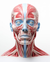 Medical anatomy diagram of the muscles of the face and neck