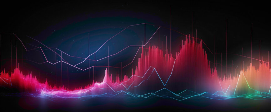 Vibrant stock market pulse with fluctuating lines resembling a heartbeat graph.