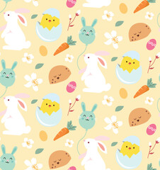 Easter white bunny seamless pattern