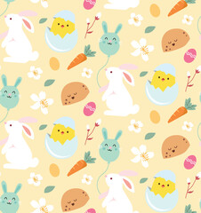 Easter white bunny seamless pattern