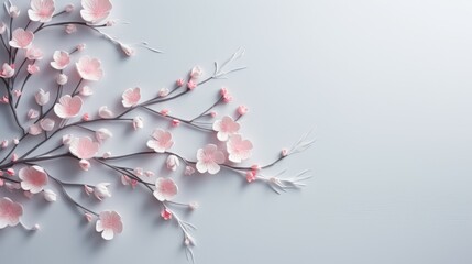 Pink Flowers Cluster on Gray Background - obrazy, fototapety, plakaty