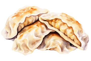 Naklejka premium Gyoza single object watercolor illustration isolated on white background for removing background
