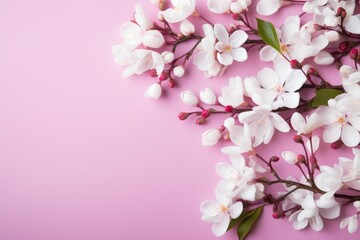 White Flowers Cluster on Pink Background