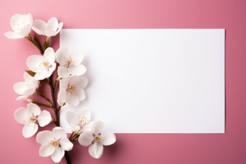 White Paper With White Flowers on Pink Background