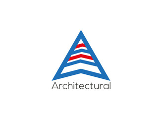 Architecture logo design vector with blue color.