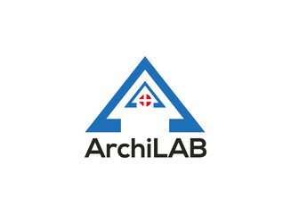 Architecture logo design vector with blue color.