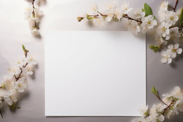 Empty Paper Surrounded by White Flowers