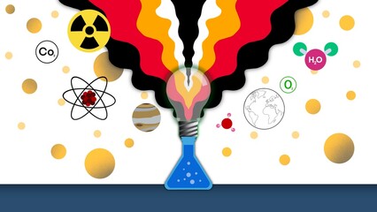Obraz premium chemical reactions infographics, Reactions of synthesis, decomposition, chemical experiment, beaker glass with science knowledge, Checking the chemical formula in school laboratory, education school