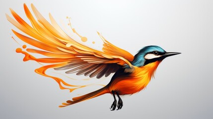 Vibrant Bird With Orange and Blue Feathers