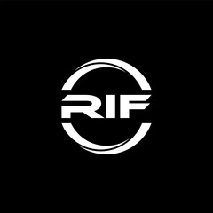 RIF letter logo design with black background in illustrator, cube logo, vector logo, modern alphabet font overlap style. calligraphy designs for logo, Poster, Invitation, etc.