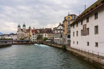 View of the old town of Lucerne in Switzerland.