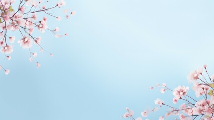 Blue Sky With Pink Flowers