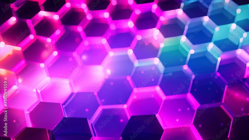 Poster abstract background with glowing hexagons. 3d rendering, 3d illustration. abstract background hexago