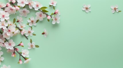 Pink Flowers Blooming on Green Background