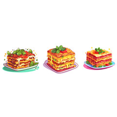 lasagna cake street food dessert vector luxury