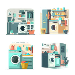 laundry room with machine house work interior sticker logo