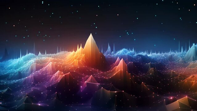 Futuristic technology wave background with glowing lines and particles illustration. Abstract background of data visualization, AI Generated