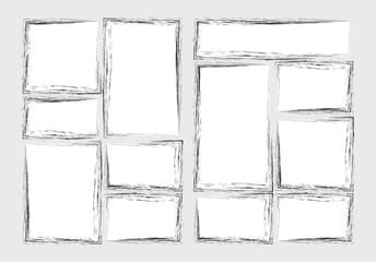 manga set storyboard layout template for rapidly create the comic book style. A4 design of paper ratio is fit for print out. Vector isolated grunge banners frame handmade sketch in paint brush style 