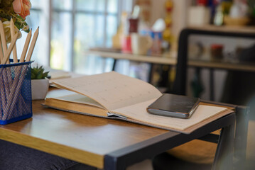 2024 Calendar desk placed on business office table. Desktop Calender for Planner to plan wedding...