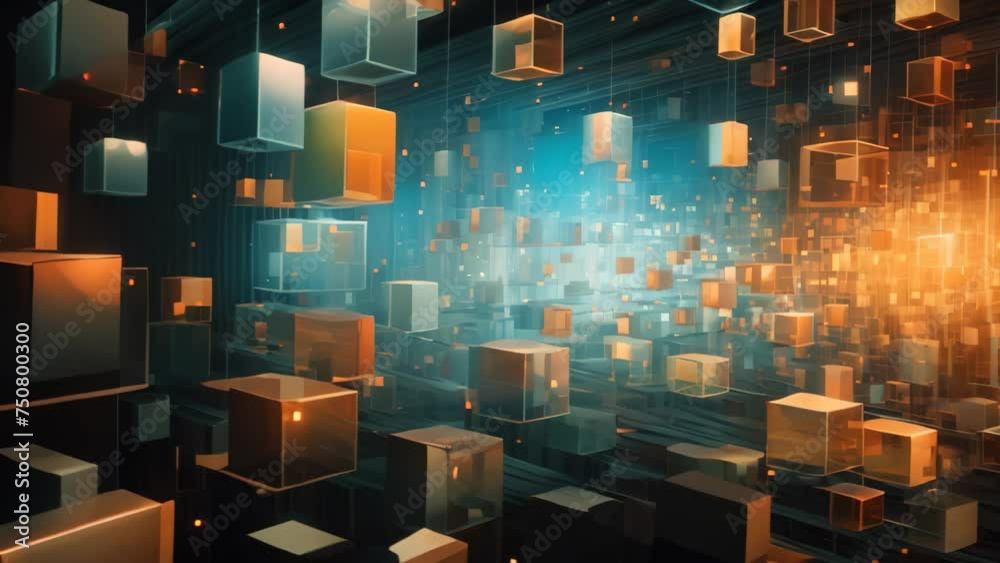 Poster abstract background with cubes. 3d rendering, 3d illustration. abstract cuboid representation of fou