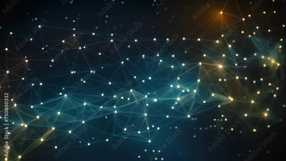 Poster abstract technology background with connecting dots and lines. network concept. 3d rendering, abstra