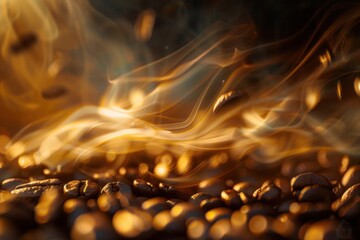 The rich texture and golden lighting give these coffee beans a premium feel, excellent for luxury...