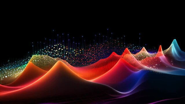 abstract vector background with dynamic waves and particles. 3d illustration, Abstract data wave points 3D graph combination, AI Generated