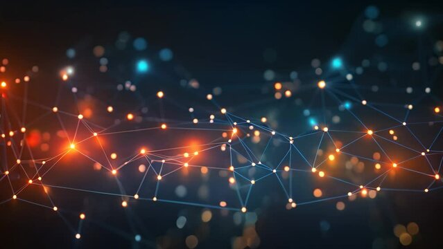 Abstract technology background with connection lines and dots. 3D Rendering, Abstract digital connection dots and lines. Technology background, AI Generated