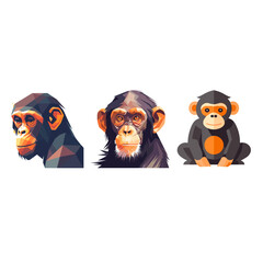 portrait simpanse monkey animal set