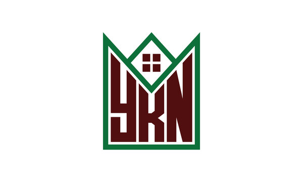 YKN initial letter real estate builders logo design vector. construction, housing, home marker, property, building, apartment, flat, compartment, business, corporate, house rent, rental, commercial