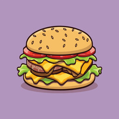 Vector cartoon Cheese burger icon illustration 