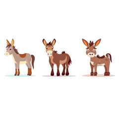 Obraz na płótnie Canvas Cute donkey cartoon set clip art element