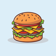 Vector cartoon Cheese burger icon illustration 