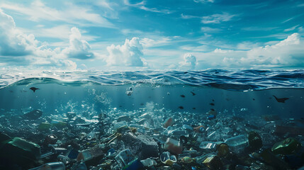 Ocean Pollution Crisis: A Race Against Time to Save Our Seas - obrazy, fototapety, plakaty
