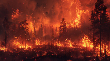 Fototapeta na wymiar Battling Climate-Driven Forest Fires