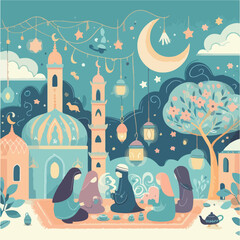 ramadan night prayer poster element