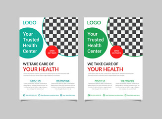Corporate business medical clinical health nurse flyer templet design with blue cyan and green color