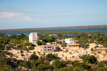 Fototapeta na wymiar A high-angle view of a sparsely populated neighborhood on an island