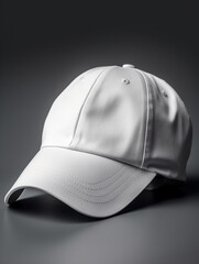 Fototapeta premium white baseball cap, over grey background сreated with Generative Ai