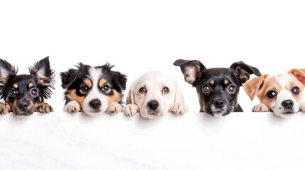 Obraz premium group of puppies on white background