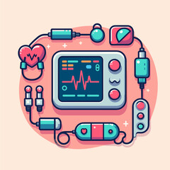 pacemaker hospital element vector decoration health