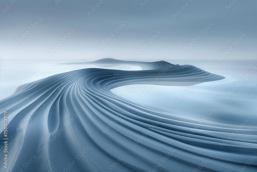Poster a path on a water. misty lake. surreal landscape. background image. created with generative ai techn