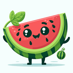 cartoon smile slice watermelon red green vector