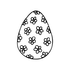 Doodle egg with floral ornament. Abstract hand drawn vector Easter minimalist illustration on white background for design, logo, card and invitation
