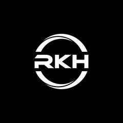 RKH letter logo design with black background in illustrator, cube logo, vector logo, modern alphabet font overlap style. calligraphy designs for logo, Poster, Invitation, etc.