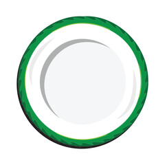 Dish, Empty plate with knife and fork  isolated on a white background. Plate circle icon with long shadow. Flat design style.